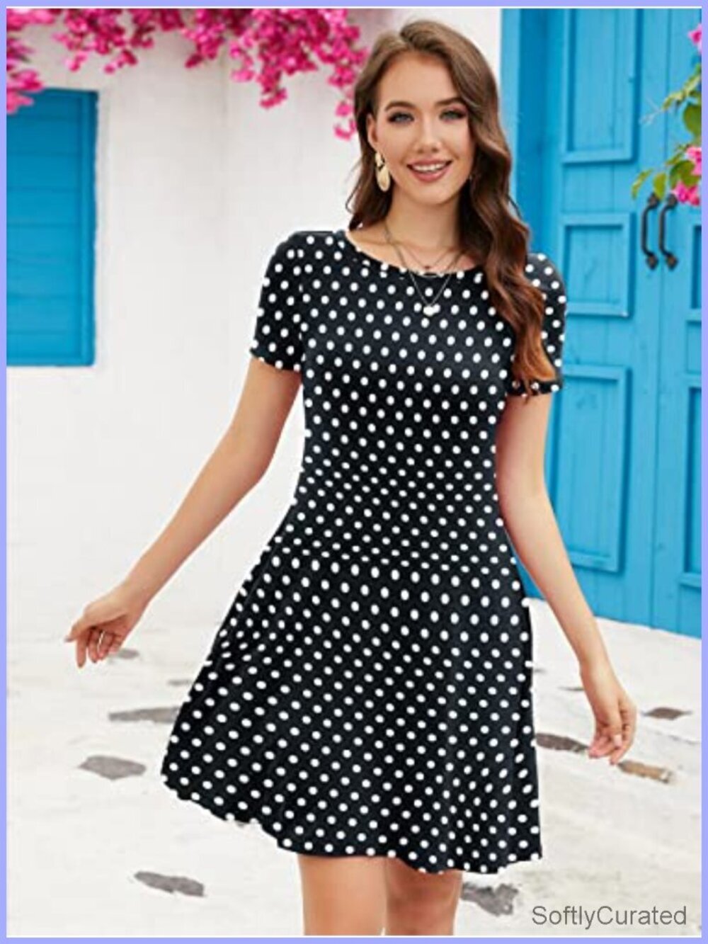 Women's Casual T-Shirt Dress with Pockets Swing Summer Beach Sundress